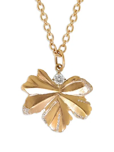 Irene Neuwirth 18k Rose Gold Leaf Diamond Necklace