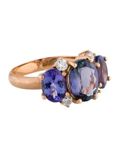 Pre-owned Irene Neuwirth 18k Tanzanite & Diamond Cocktail Ring In Multi