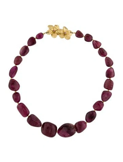 Pre-owned Irene Neuwirth 18k Tourmaline & Sapphire Bead Strand Necklace, 16.75" In Multi