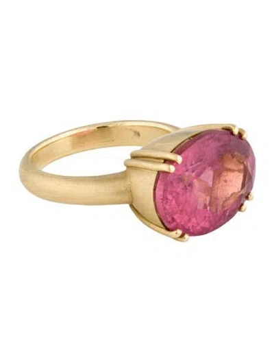 Pre-owned Irene Neuwirth 18k Tourmaline One Of A Kind Double Prong Cocktail Ring In Multi