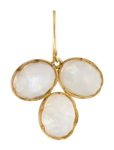 Pre-owned Irene Neuwirth 18k Triple Moonstone Labradorite Drop Single Earring In Multi