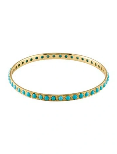 Pre-owned Irene Neuwirth 18k Turquoise Classic Bangle, 7.5" In Multicolor