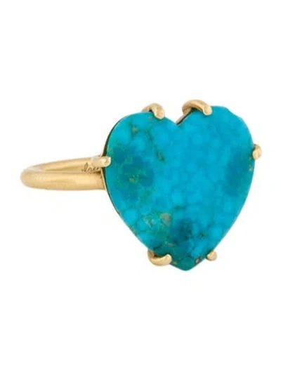 Pre-owned Irene Neuwirth 18k Turquoise Heart Cocktail Ring In Multi