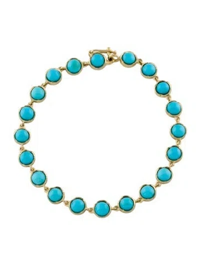 Pre-owned Irene Neuwirth 18k Turquoise Small Classic Link Bracelet, 7" In Multi