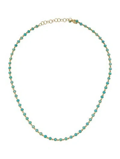 Pre-owned Irene Neuwirth 18k Turquoise Small Classic Link Necklace, 18" In Multi