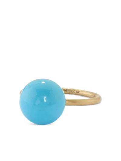 Irene Neuwirth 18k Yellow Gold Medium Turquoise Gumball Ring In Blue