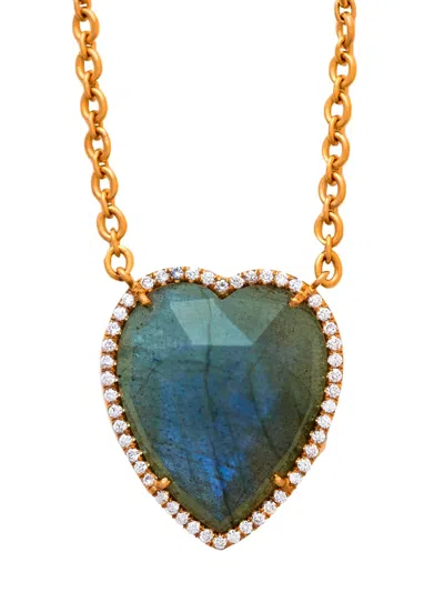 Irene Neuwirth 18kt Rose Gold Love Diamond Labradorite Pendant Necklace In 粉色