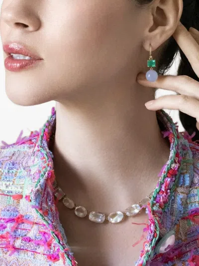 Irene Neuwirth Gumball Emerald And Chalcedony Earrings In White