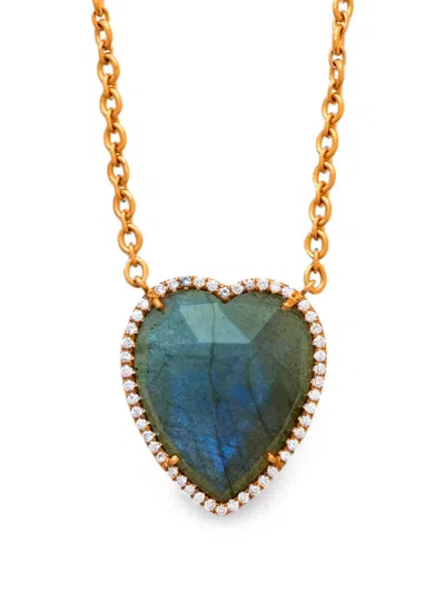 Irene Neuwirth Labradorite And Diamond Heart Necklace In Multi