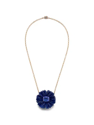Irene Neuwirth Lapis And Tanzanite Flower Necklace In Blue