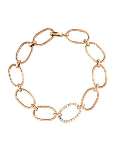 Pre-owned Irene Neuwirth Large Oval Single Pavé Link Chain Bracelet, 6.75" In Multicolor