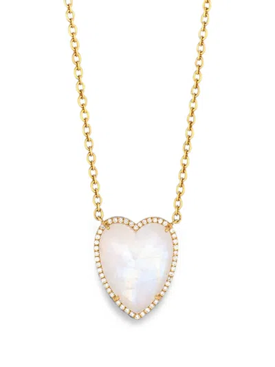 Irene Neuwirth Moonstone And Diamond Heart Necklace In Transparent