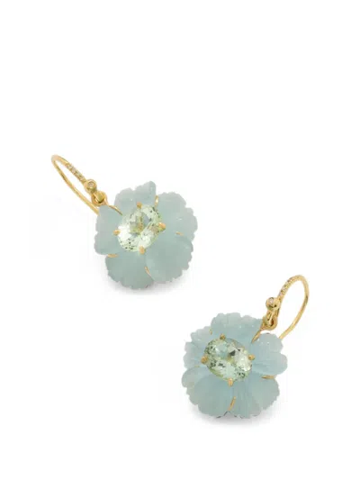 Irene Neuwirth One Of A Kind Tropical Flower Multi-stone Earrings In Green