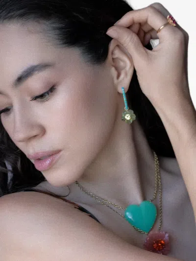 Irene Neuwirth Peridot And Chrysoberyl Flower Earrings In Gold
