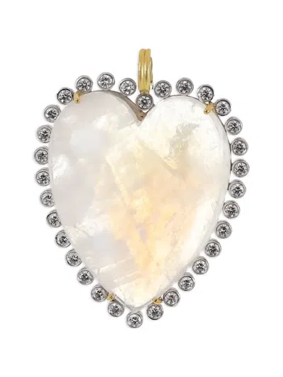 Irene Neuwirth Rainbow Moonstone Diamond Heart Pendant In Gold
