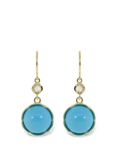 Irene Neuwirth Turquoise And Diamond Drop Earrings In Blue