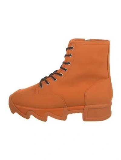 Pre-owned Iri Arom Leather Combat Boots In Orange