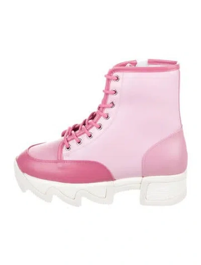 Pre-owned Iri Arom Leather Combat Boots W/ Tags In Pink