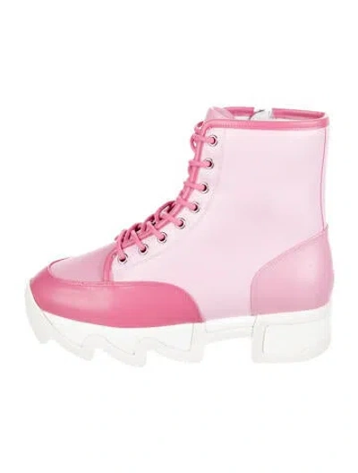 Pre-owned Iri Arom Leather Combat Boots W/ Tags In Pink