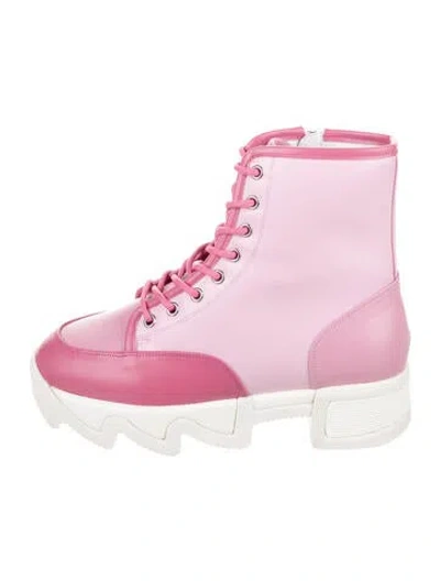 Pre-owned Iri Arom Leather Combat Boots W/ Tags W/tags In Pink