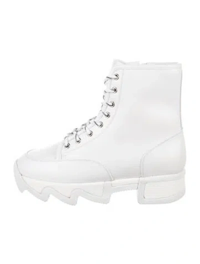 Pre-owned Iri Arom Leather Combat Boots In White