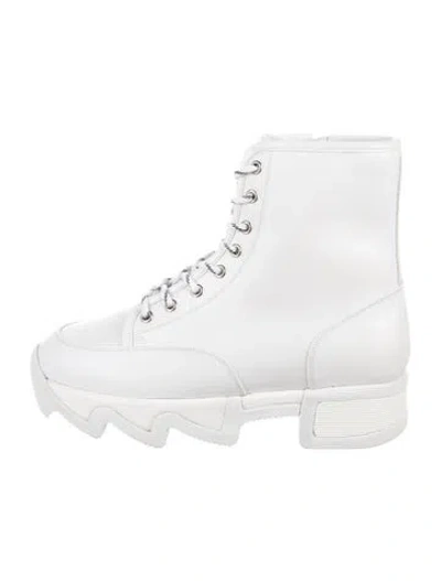 Pre-owned Iri Arom Leather Combat Boots In White