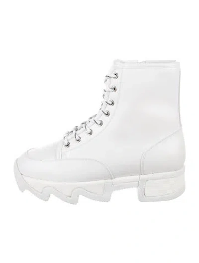 Pre-owned Iri Arom Leather Combat Boots In White