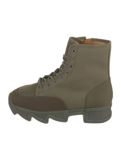 Pre-owned Iri Canvas Combat Boots In Green