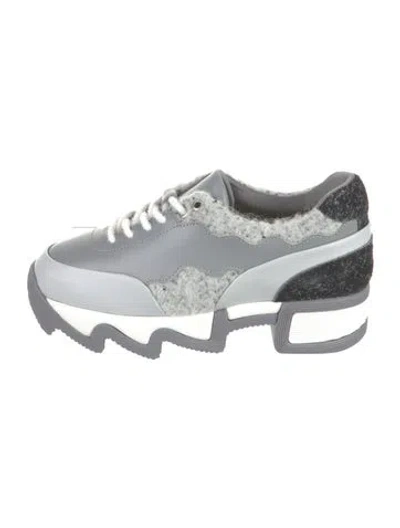 Pre-owned Iri Leather Chunky Sneakers In Silver