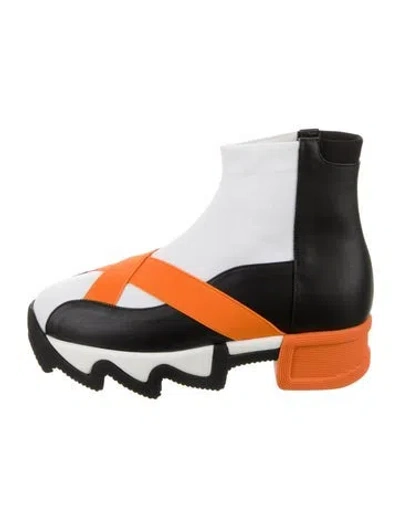 Pre-owned Iri Leather Colorblock Pattern Sock Sneakers In Black