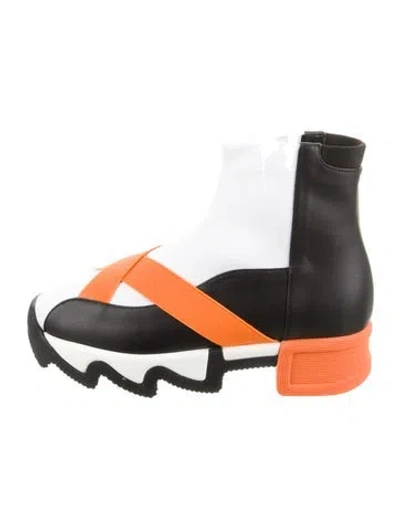 Pre-owned Iri Leather Colorblock Pattern Sock Sneakers In Black