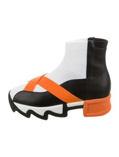 Pre-owned Iri Leather Colorblock Pattern Sock Sneakers In Black