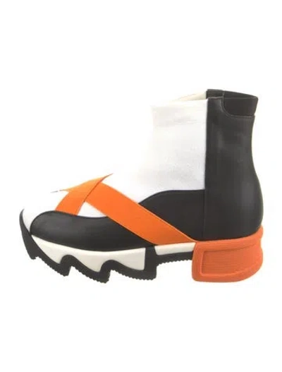 Pre-owned Iri Leather Colorblock Pattern Sock Sneakers In Black