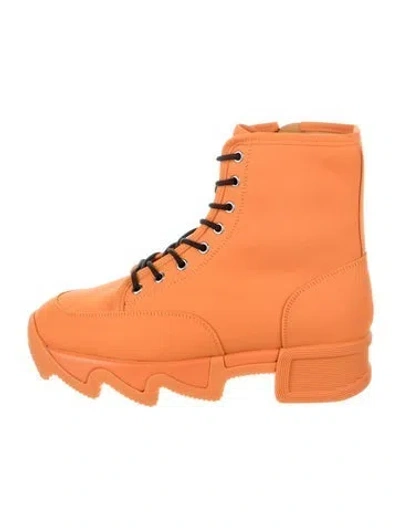 Pre-owned Iri Leather Combat Boots In Orange