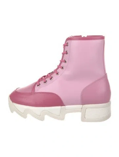 Pre-owned Iri Leather Combat Boots In Pink