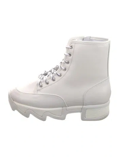 Pre-owned Iri Leather Combat Boots In White
