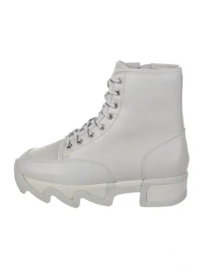 Pre-owned Iri Leather Combat Boots In White