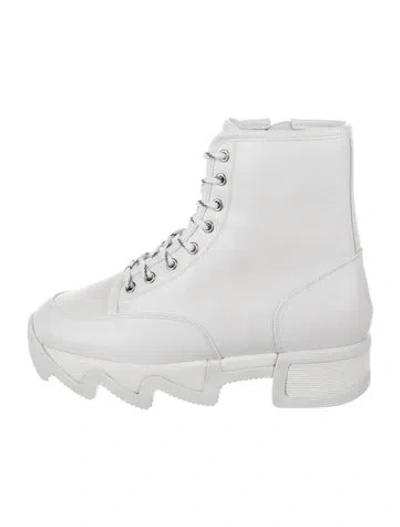 Pre-owned Iri Leather Combat Boots In White