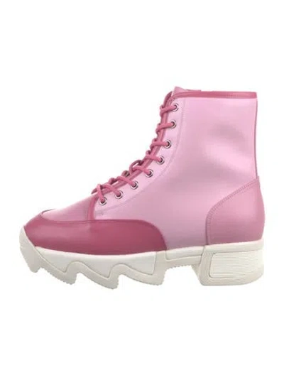 Pre-owned Iri Leather Lace-up Boots In Pink