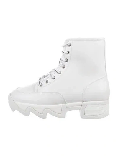 Pre-owned Iri Leather Lace-up Boots In White