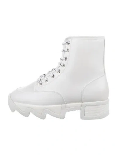Pre-owned Iri Leather Lace-up Boots In White