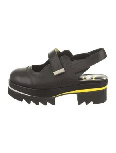 Pre-owned Iri Leather Slingback Sandals In Black