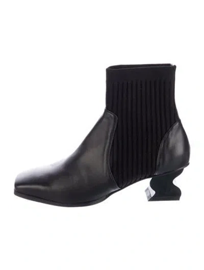 Pre-owned Iri Leather Sock Boots In Black