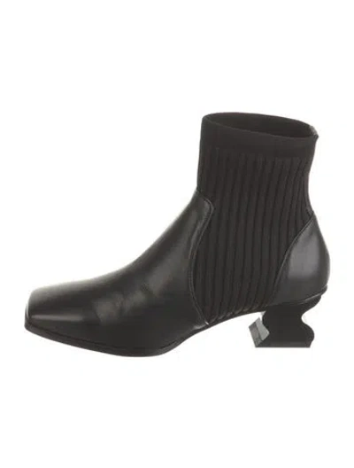Pre-owned Iri Leather Sock Boots In Black