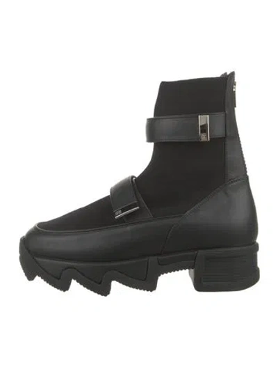 Pre-owned Iri Leather Trim Embellishment Chunky Sneakers W/ Tags In Black
