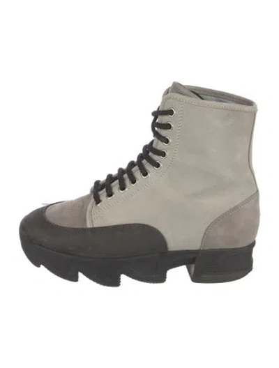 Pre-owned Iri Suede Lace-up Boots In Grey