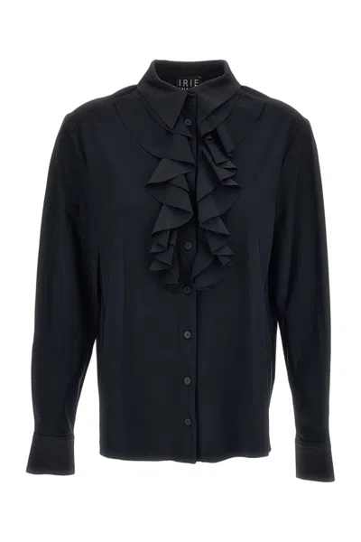 Irie Black Ruffled Long-sleeve Casual Shirt