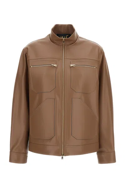 Irie Brown High Collar Leather-like Jacket