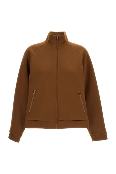 Irie Brown High Collar Zip-up Cropped Jacket