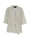 Irie Structured White Jacket With Front Zipper Closure In Neutral
